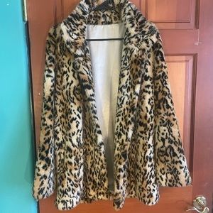 Leopard faux fur coat